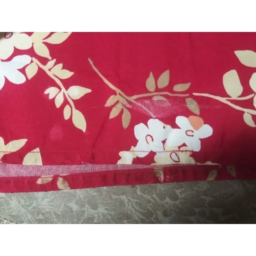 Woolrich 100% COTTON RED shower curtain floral bathroom curtain FLAW 71x72 HTF